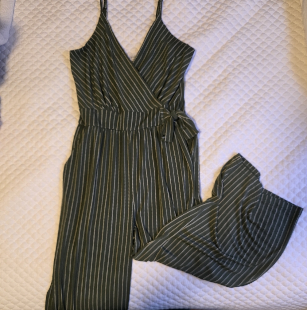Kaileigh Olive Striped Jumpsuit
